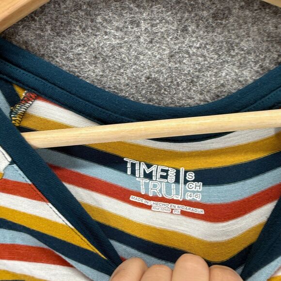 Time And Tru T-Shirt Women S Small Blue Striped Long Sleeve Rayon Crew Neck - Picture 3 of 7